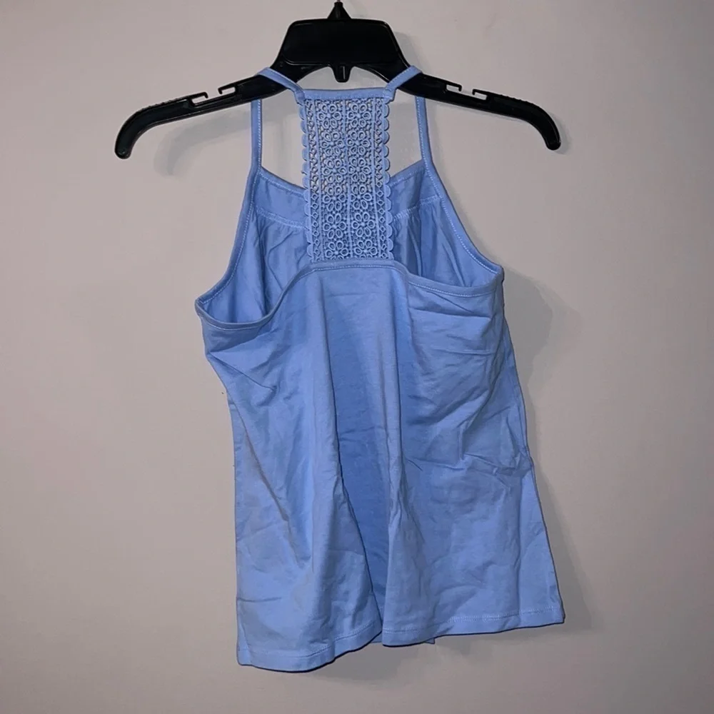 Tank Top blue purplish color kids 14 oshkosh bgosh floral, print, stitch detail